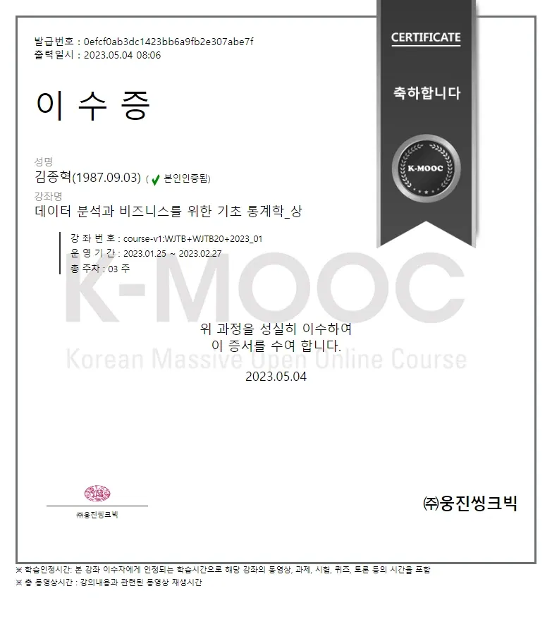 데이터 분석과 비즈니스를 위한 기초 통계학_상